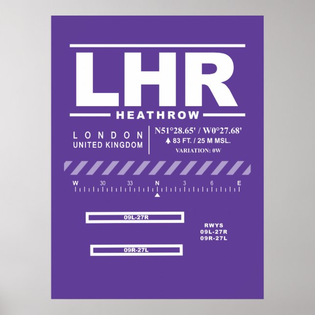 Poster Aéroport d'Heathrow LHR (Devant)
