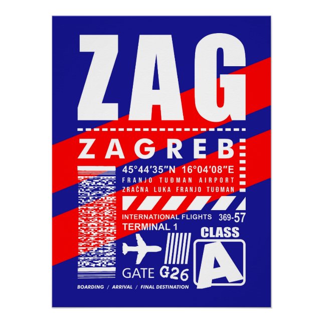Poster Aéroport ZAG Zagreb (Devant)