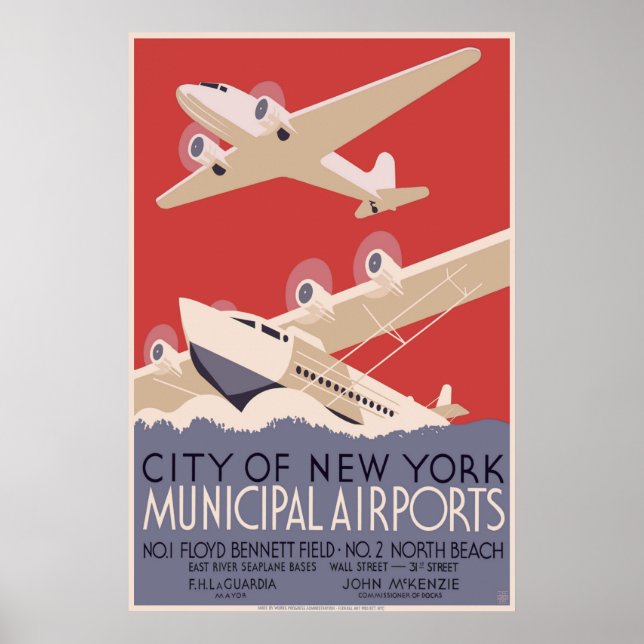 Poster Aéroports municipaux de New York (Devant)