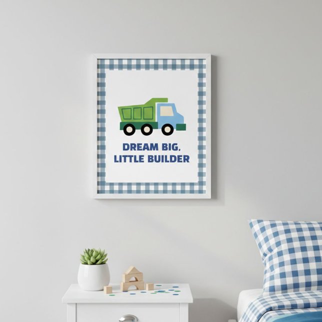 Poster Aesthetic Gingham Border Construction Nursery Wall (Créateur téléchargé)