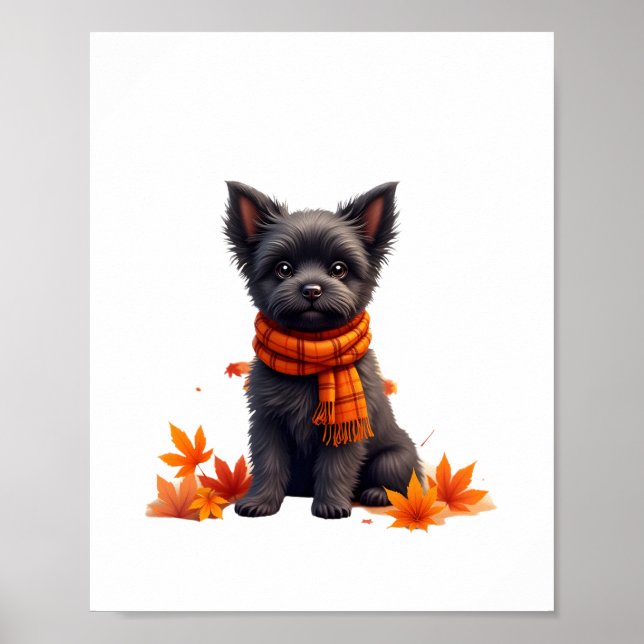 Poster Affenpinscher Au Coeur Fait De Feuilles D'Automne (Devant)