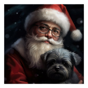 Poster Affenpinscher avec Noël Festif du Père Noël