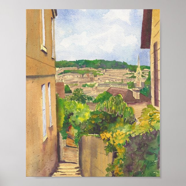 Poster Affichage de l'aquarelle Bath II (Devant)