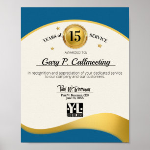 Poster Affichage du certificat d'anniversaire d'employé d