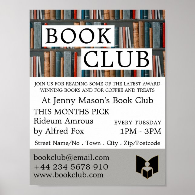 Poster Affichage du livre, Club du livre Publicité (Devant)
