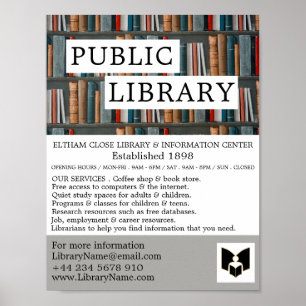 Poster Affichage du livre, publicité de bibliothèque