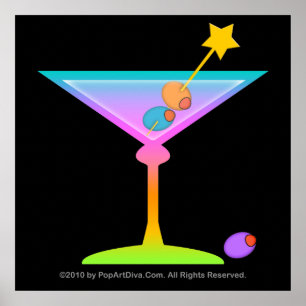 Poster Affiche, Art - Rainbow Martini