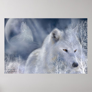 Poster Affiche/copie d'art de loup blanc