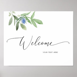 Poster Affiche de bienvenue bleue pour Mariage ou 