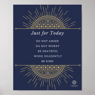 Poster Affiche. Reiki, Gold & Blue, Anglais, 8x10