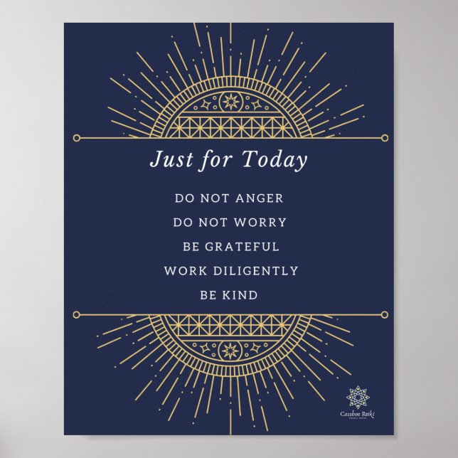 Poster Affiche. Reiki, Gold & Blue, Anglais, 8x10 (Devant)