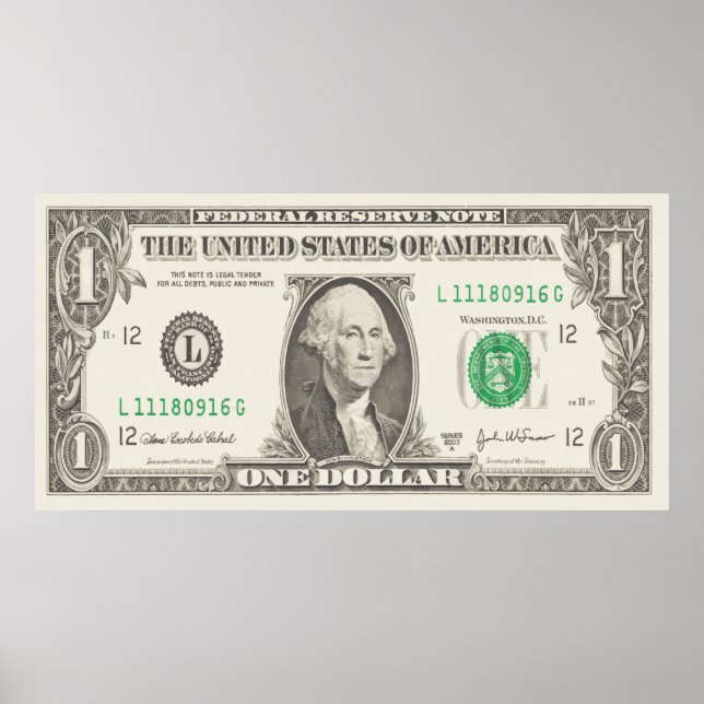 Poster Afficher vos couleurs - Dollar US (Devant)