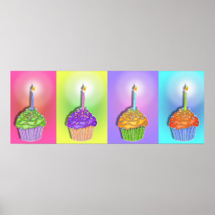 Poster Affiches, bannières - Cupcakes d'anniversaire