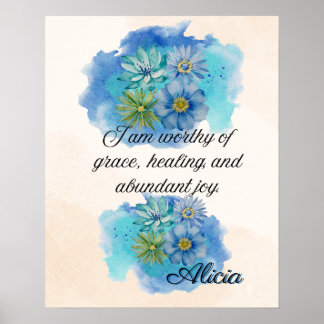Poster Affirmation Faith: I Am worthy of Grace,Healing