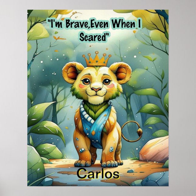 Poster Affirmation pour enfants : Je suis courageux même  (Devant)