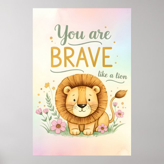 Poster Affirmation pour enfants - Vous êtes courageux com (Devant)