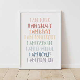 Poster Affirmations arc-en-ciel pour décors de crèche pou