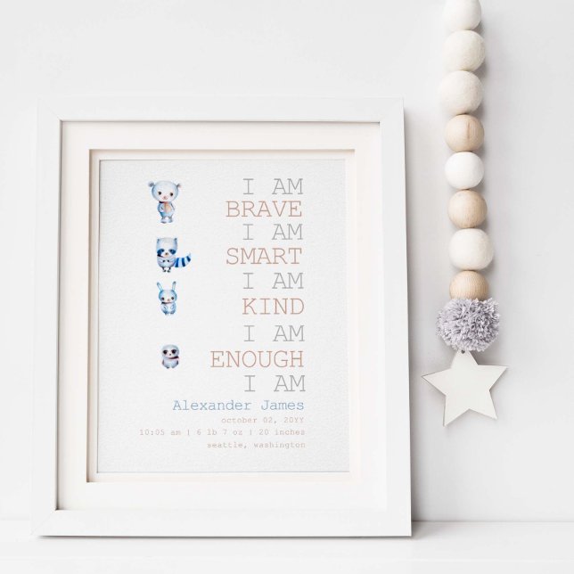 Poster Affirmations Bois Animaux Boy Nursery Décor (Créateur téléchargé)