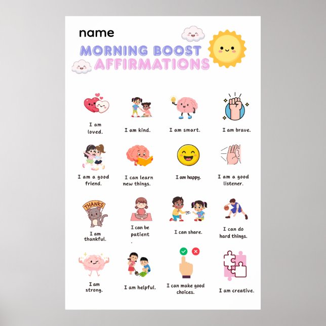 Poster Affirmations de boost matinal sur toile (Devant)