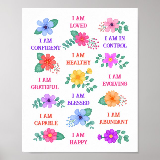 Poster Affirmations positives Inspirational Daily Floral (Devant)