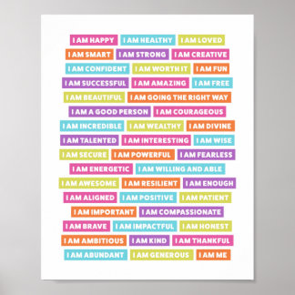 Poster Affirmations positives | Je Suis Affirmations