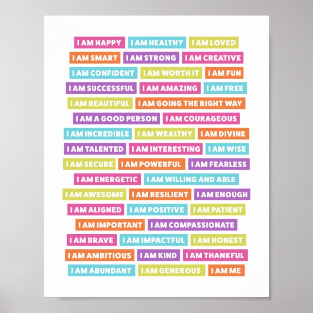 Poster Affirmations positives | Je Suis Affirmations (Devant)