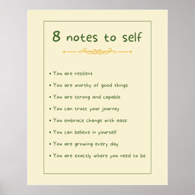 Poster Affirmations positives Notes pour soi (Devant)