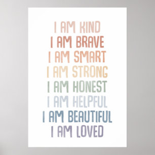 Poster Affirmations pour enfants, Affirmations arc-en-cie