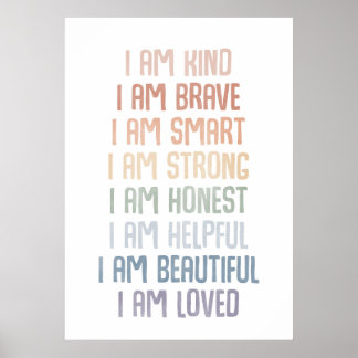 Poster Affirmations pour enfants, Affirmations arc-en-cie