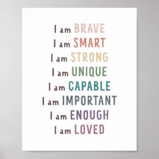 Poster Affirmations Pour Enfants Décor De Coin Calme