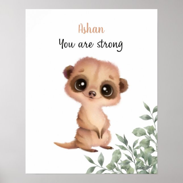 Poster Affirmations Whispering Meerkat personnalisables (Devant)