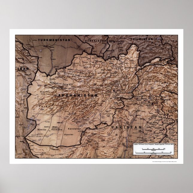 Poster Afghanistan - Carte détaillée 1999 (Devant)
