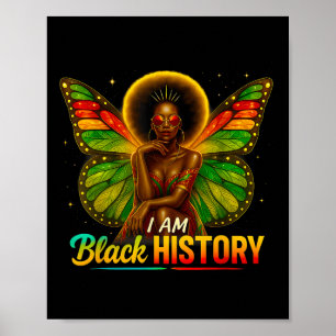 Poster Africain Américain Papillon fille Je suis Noir Son