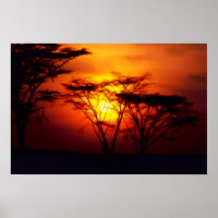Poster africain sur le coucher de soleil