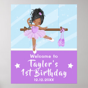 Poster African American Ballet Purple Tutu Welcome Sign