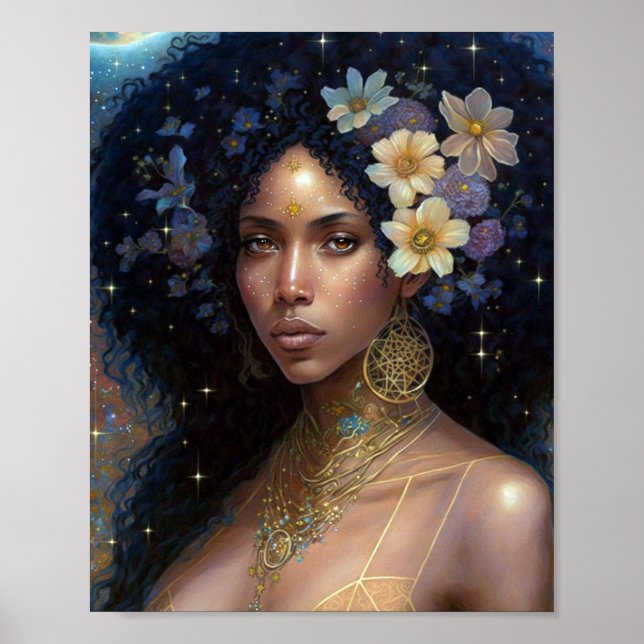 Poster African American Black Goddess Queen Imaginaire Ar (Devant)