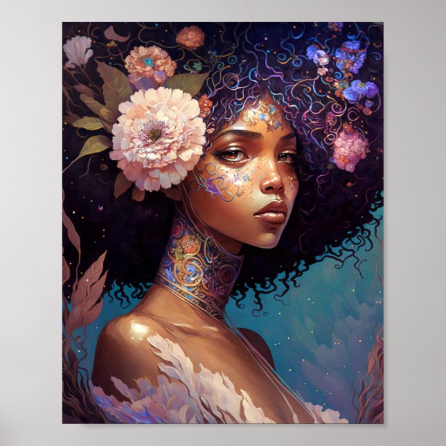Poster African American Black Goddess Queen Imaginaire Ar (Devant)