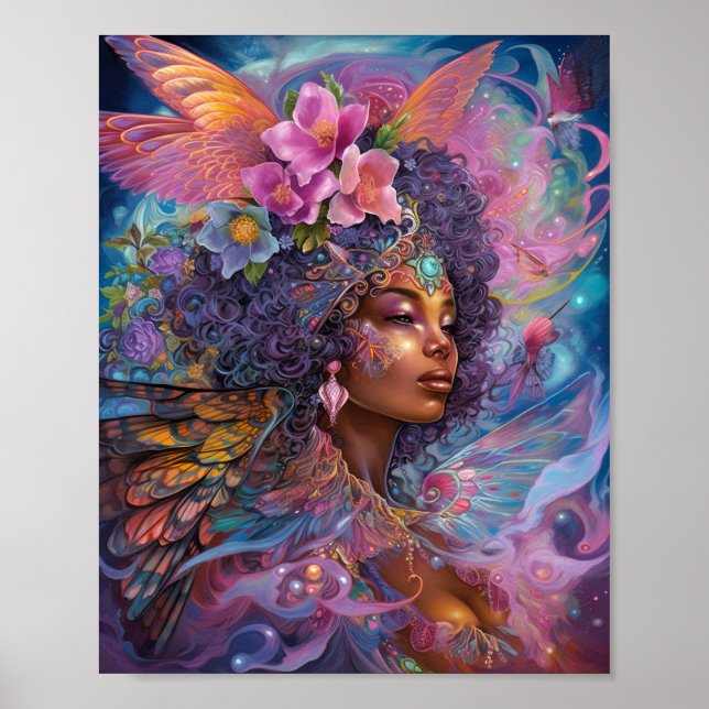 Poster African American Black Goddess Queen Imaginaire Ar (Devant)