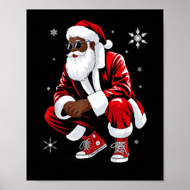 Poster African American Christmas Pajama Xmas Afro Santa  (Devant)