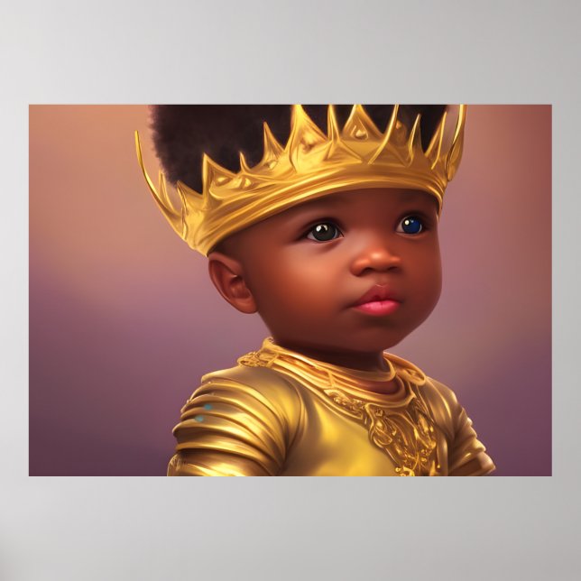 Poster African American Prince mignon bébé garçon couronn (Devant)