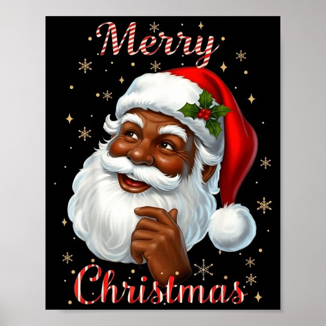 Poster African American Santa Christmas Cool Black X-mas  (Devant)