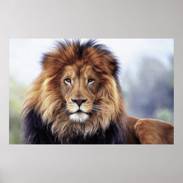 Poster African Male Lion Digital Oil Painting