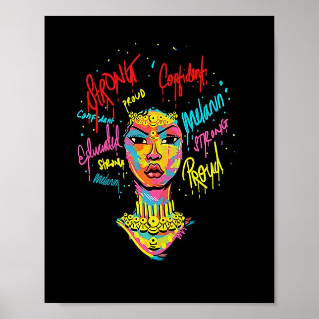 Poster African Queen Strong Woman Black History Month Pro (Devant)