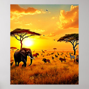 Poster African Sunset Safari Majesty Design