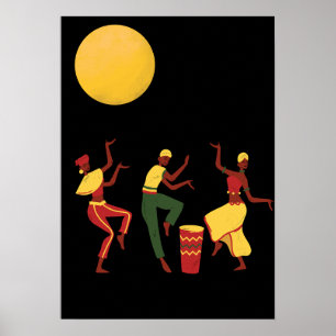 Poster African theme - dancing in the moonlight