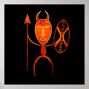 Poster african tribe warrior