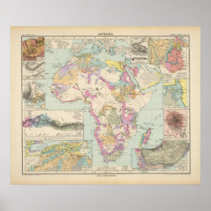 Poster Afrika - carte d'atlas de l'Afrique