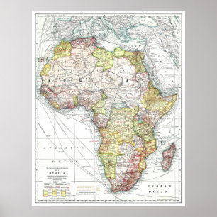 Poster " Afrique : 1909 - Carte détaillée ...