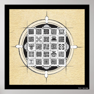 Poster Afrique Adinkra et Kufic arabe sur le parchemin