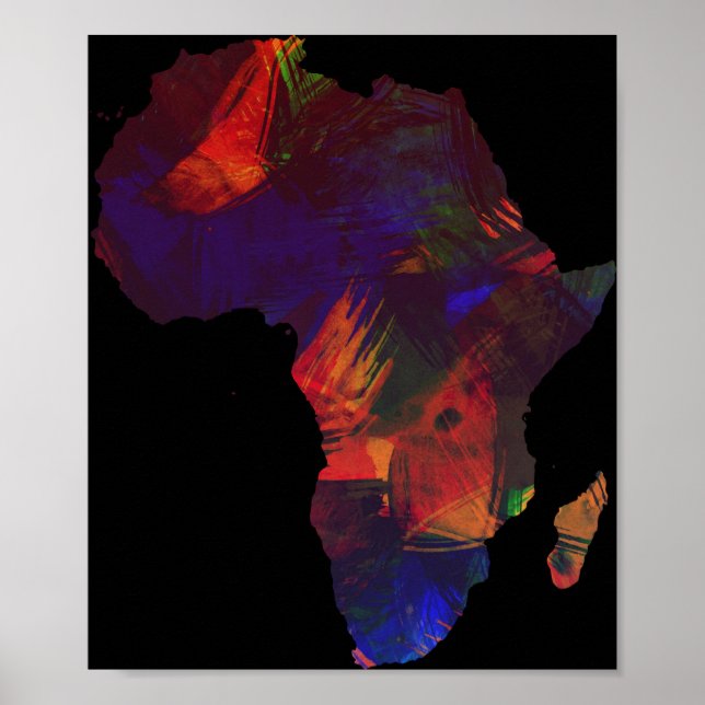 Poster Afrique Colorée Afrique Carte du continent (Devant)